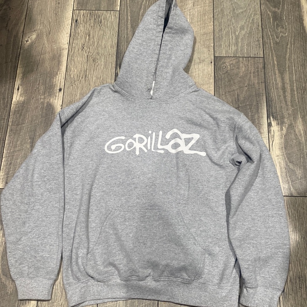 Gildan hoodie, with gorillaz print